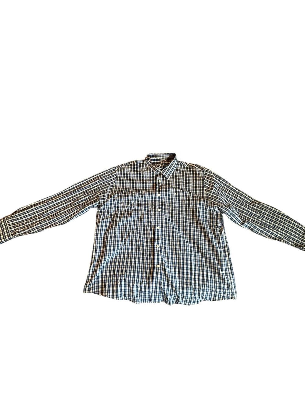 Dockers Blue Yellow White Plaid Long Sleeve Button Down Shirt Men's Size XXL